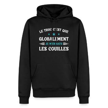 Die Sache ist die, dass es mir egal ist - Männer Premium Bio Hoodie - Schwarz - Vorne - Nico (187cm)