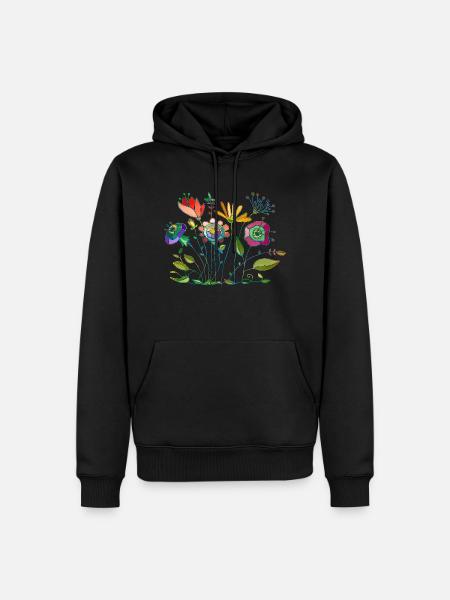 Blumen - Männer Premium Bio Hoodie - Schwarz