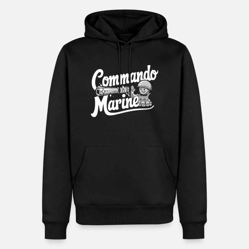 Commando Marine - Sweat à capuche Premium bio Homme - noir
