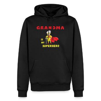 Grandma Is My Superhero Funny Design - Men’s Premium Organic Hoodie - black - Front - Nico (187cm)