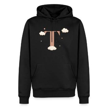 Buchstabe t beschattet Sterne - Männer Premium Bio Hoodie - Schwarz - Vorne - Nico (187cm)