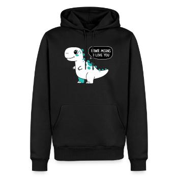 Rawr signifie Je t’aime - Sweat à capuche Premium bio Homme - noir - Devant - Nico (187cm)