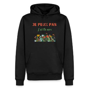 je peux pas jai fleurs - Sweat à capuche Premium bio Homme - noir - Devant - Nico (187cm)