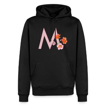 M avec des fleurs - Sweat à capuche Premium bio Homme - noir - Devant - Nico (187cm)