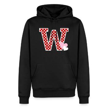 Buchstabe w Herz - Männer Premium Bio Hoodie - Schwarz - Vorne - Nico (187cm)