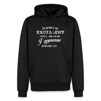 Je passais un excellent vendredi - Sweat à capuche Premium bio Homme - noir - Devant - Nico (187cm)