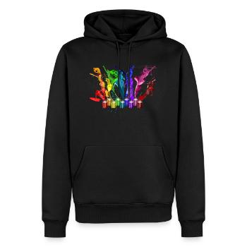 Danse de peintures - 9 couleurs - Sweat à capuche Premium bio Homme - noir - Devant - Nico (187cm)