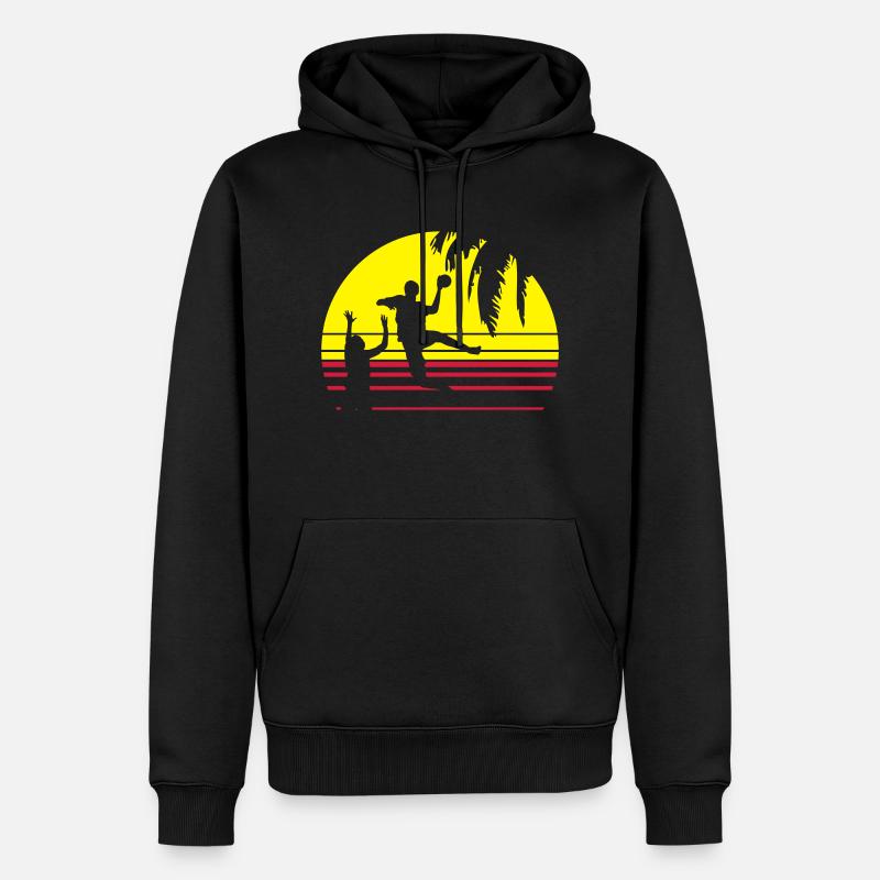 SUNSET BEACH HANDBALL - Männer Premium Bio Hoodie - Schwarz