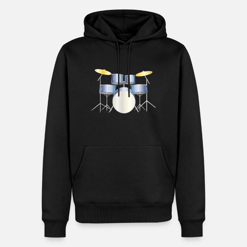 drums blue - Sweat à capuche Premium bio Homme - noir