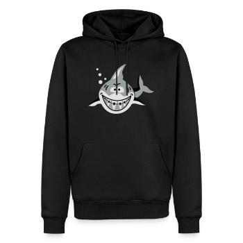 Hai mit Zahnspange - Männer Premium Bio Hoodie - Schwarz - Vorne - Nico (187cm)