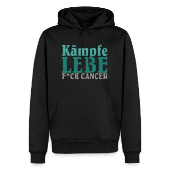 KÄMPFE – LEBE – F*CK CANCER - Männer Premium Bio Hoodie - Schwarz - Vorne - Nico (187cm)