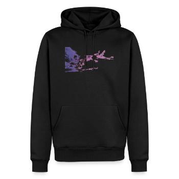Nuages roses et violets - Sweat à capuche Premium bio Homme - noir - Devant - Nico (187cm)