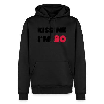 80 / anniversaire / Sport / Fête / quatre vingt - Sweat à capuche Premium bio Homme - noir - Devant - Nico (187cm)