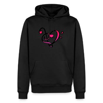 Coeur musique touche amour - Sweat à capuche Premium bio Homme - noir - Devant - Nico (187cm)