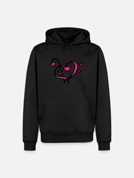 Herz Musik Schlüssel Liebe - Männer Premium Bio Hoodie - Schwarz