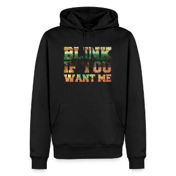 Dating: Blink If You Want Me - Männer Premium Bio Hoodie - Schwarz - Vorne - Nico (187cm)