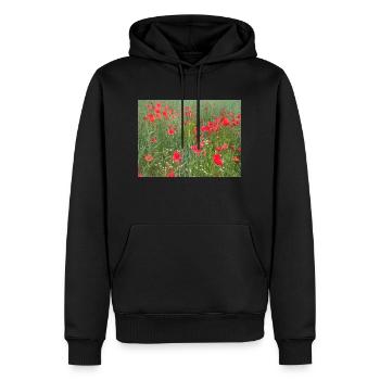 Prairie de coquelicots - Sweat à capuche Premium bio Homme - noir - Devant - Nico (187cm)