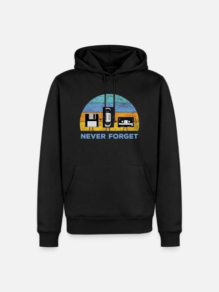 Never Forget Disketten und Kassetten Nostalgie - Männer Premium Bio Hoodie - Schwarz