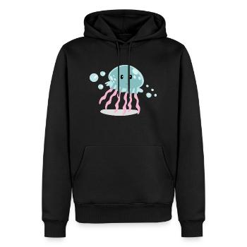 Qualle - Männer Premium Bio Hoodie - Schwarz - Vorne - Nico (187cm)