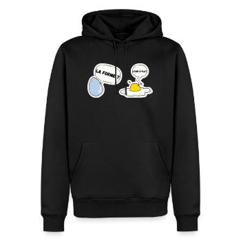 La forme des oeufs aux plats - Sweat à capuche Premium bio Homme - noir - Devant - Nico (187cm)