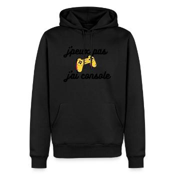 je peux pas j'ai console - Sweat à capuche Premium bio Homme - noir - Devant - Nico (187cm)