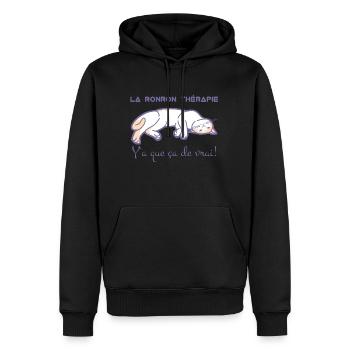 La ronron thérapie, c'est top - Sweat à capuche Premium bio Homme - noir - Devant - Nico (187cm)