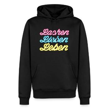 Lachen Lieben Leben - Männer Premium Bio Hoodie - Schwarz - Vorne - Nico (187cm)
