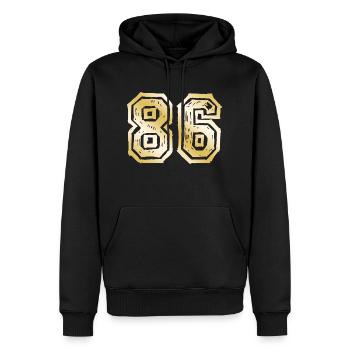86 Nombre Or - Sweat à capuche Premium bio Homme - noir - Devant - Nico (187cm)