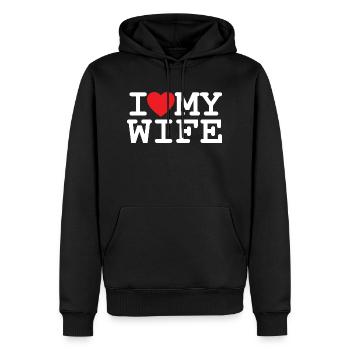 Ich liebe meine Frau - Männer Premium Bio Hoodie - Schwarz - Vorne - Nico (187cm)