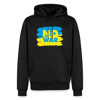 Frieden Ukraine no war Peace мир Krieg Flagge - Männer Premium Bio Hoodie - Schwarz - Vorne - Nico (187cm)