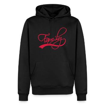 Bannière lettrage Famille - Sweat à capuche Premium bio Homme - noir - Devant - Nico (187cm)