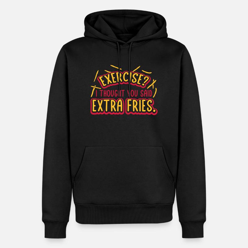 Exercise Extra Fries Zitat - Männer Premium Bio Hoodie - Schwarz