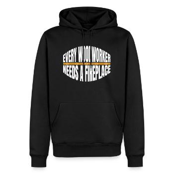 present logging funny woodworking daddesign - Männer Premium Bio Hoodie - Schwarz - Vorne - Nico (187cm)
