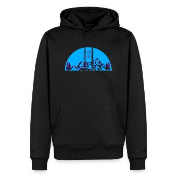 Higher Living Mountain Kid Bergleben Alpen - Männer Premium Bio Hoodie - Schwarz - Vorne - Nico (187cm)