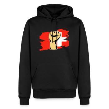 Faust Schweizer Schweiz - Männer Premium Bio Hoodie - Schwarz - Vorne - Nico (187cm)
