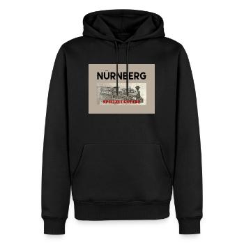 Nürnberg Spielzeugstadt - Eisenbahn - Männer Premium Bio Hoodie - Schwarz - Vorne - Nico (187cm)