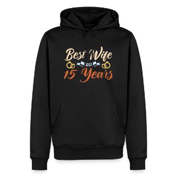 15th Wedding Anniversary Couple Design 15 Years of Marriage - Men’s Premium Organic Hoodie - black - Front - Nico (187cm)