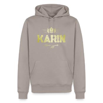 Karin - Sweat à capuche Premium bio Homme - taupe - Devant - Nico (187cm)