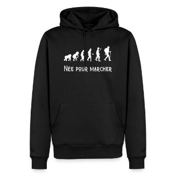 née pour marcher évolution - Sweat à capuche Premium bio Homme - noir - Devant - Nico (187cm)