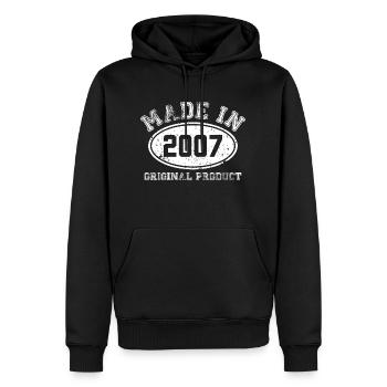 made in 2007 Original product - anniversaire - Sweat à capuche Premium bio Homme - noir - Devant - Nico (187cm)