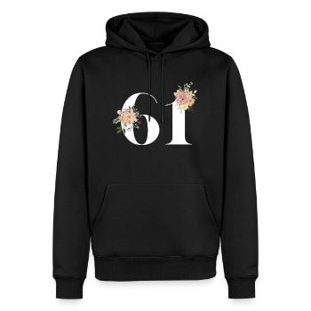 Blumen zum 61-jährigen Jubiläum (Geschenk von 61 Jahren) - Männer Premium Bio Hoodie - Schwarz - Vorne - Nico (187cm)