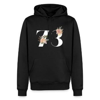 Blumen zum 73. Jahrestag (Geschenk von 73 Jahren) - Männer Premium Bio Hoodie - Schwarz - Vorne - Nico (187cm)