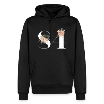 Blumen zum 84-jährigen Jubiläum (Geschenk von 84 Jahren) - Männer Premium Bio Hoodie - Schwarz - Vorne - Nico (187cm)
