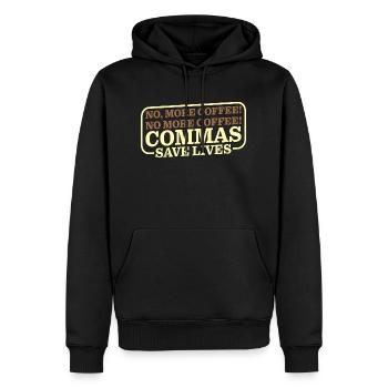 No, More Coffee! No More Coffee! Commas Save Live3 - Männer Premium Bio Hoodie - Schwarz - Vorne - Nico (187cm)