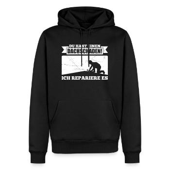 Du Hast Einen Dachschaden! Ich Repariere Es - Männer Premium Bio Hoodie - Schwarz - Vorne - Nico (187cm)