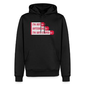 not antisocial anti stupid - Männer Premium Bio Hoodie - Schwarz - Vorne - Nico (187cm)