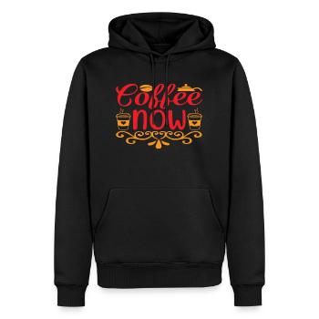 Coffee Now - Men’s Premium Organic Hoodie - black - Front - Nico (187cm)