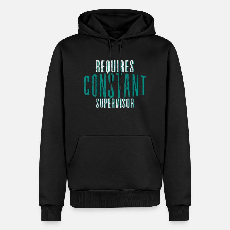 Requires Constant Supervision 4 - Männer Premium Bio Hoodie - Schwarz