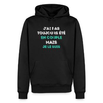 As a couple - Special Edition - Modern design - Men’s Premium Organic Hoodie - black - Front - Nico (187cm)