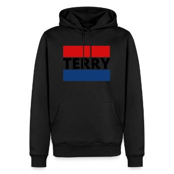 t shirt prenom TERRY, tee shirt personnalisé preno - Sweat à capuche Premium bio Homme - noir - Devant - Nico (187cm)